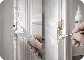 Repair of cracks, chips and timber damage